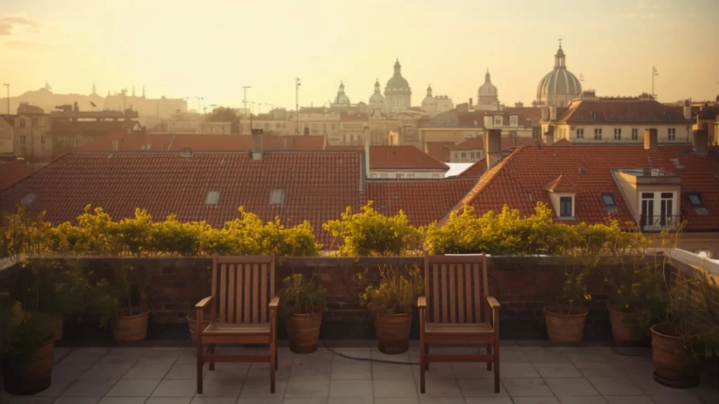 Azotea con vistas a los tejados del centro, el escenario de una alternativa a Airbnb en Madrid