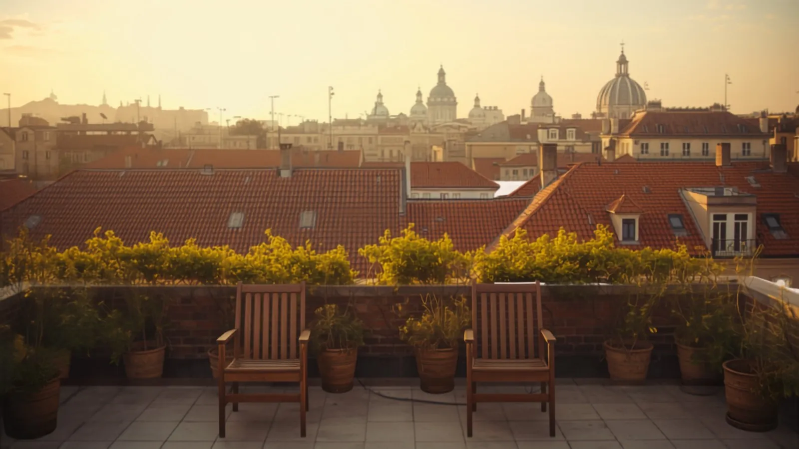 Azotea con vistas a los tejados del centro, el escenario de una alternativa a Airbnb en Madrid