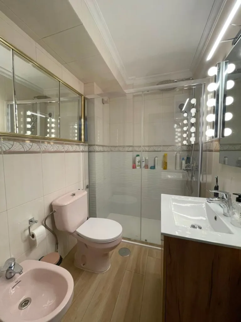 Un baño con un lavabo y un inodoro